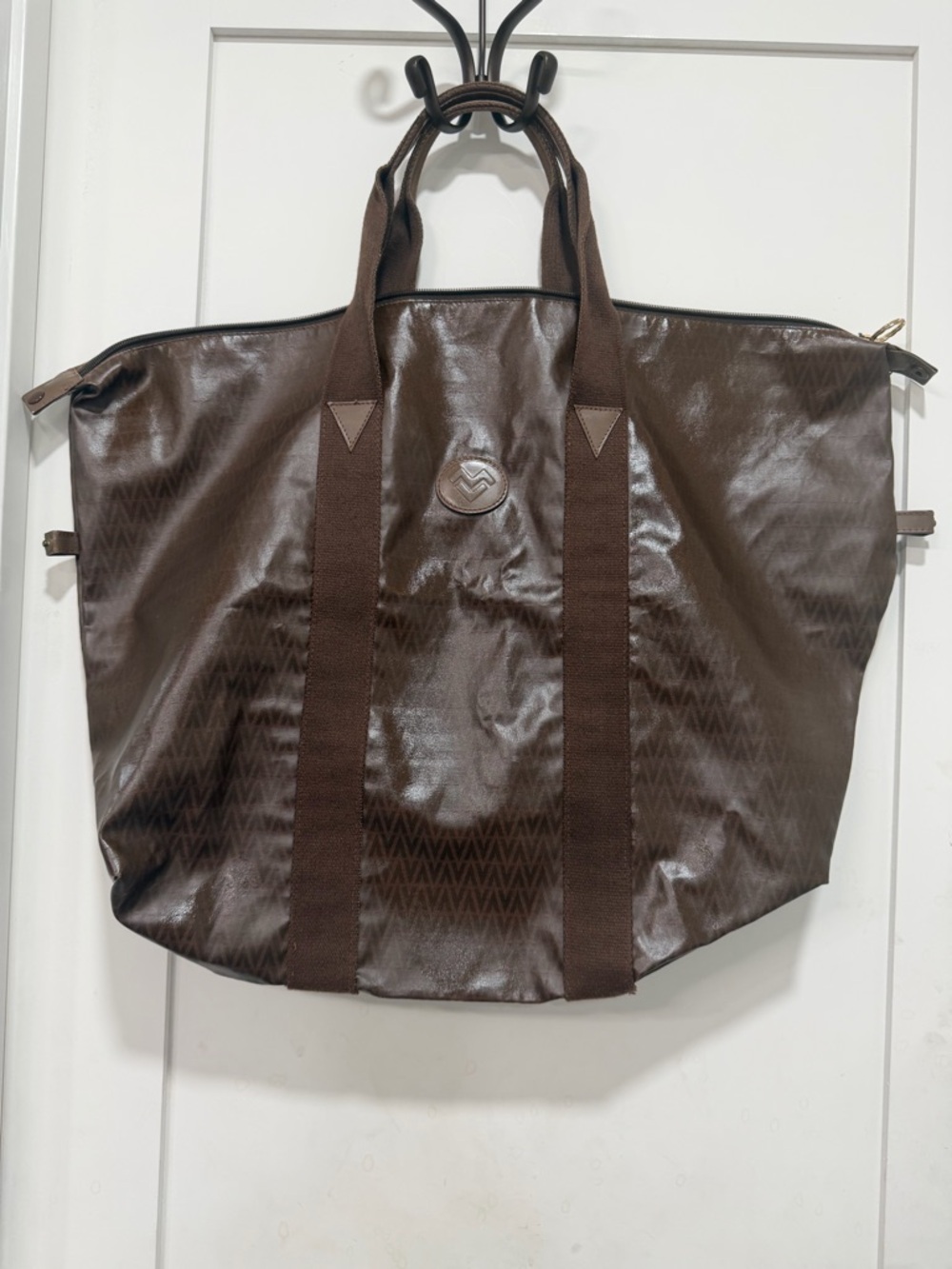 Mario Valentino Brown Travel bag monogram coated  Interior and Gold Plaque